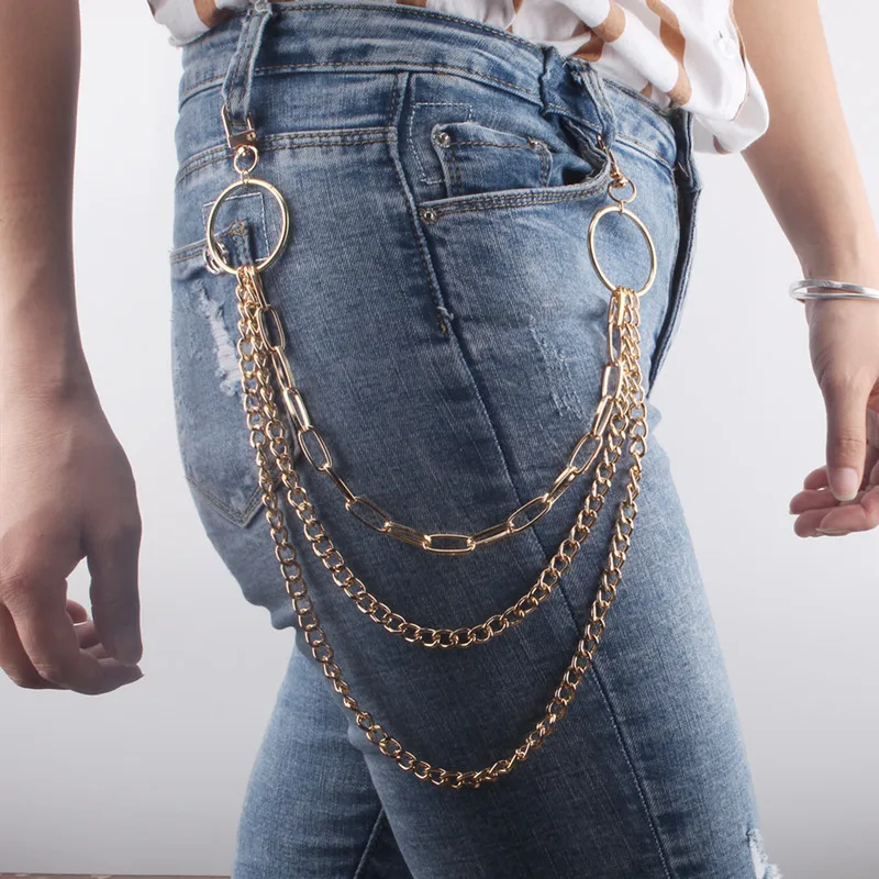 Punk Rock Metal Pants Waist Chain Men Women Key Chain Big Ring Wallet Keychain Jeans Hip-hop Jewelry Egirl Eboy Accessories