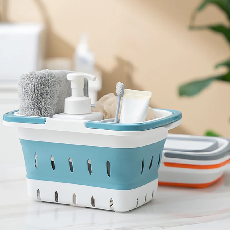 Маленькая складная корзина для белья с ручками пластиковая экономия места