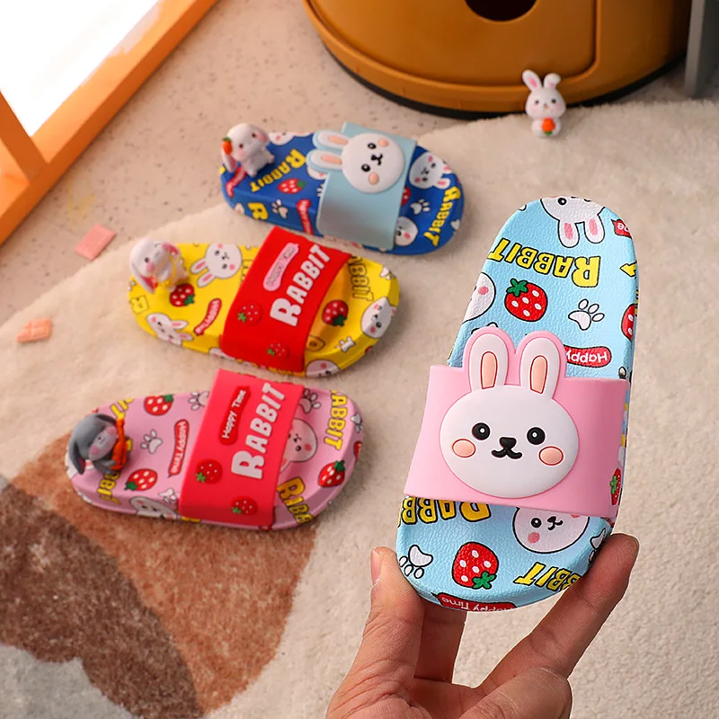 2022 New Children Slippers Girls Boys Cartoon Cute Soft Bottom Non-Slip Bathroom Sandals Wear Resistant Baby Slippers Kids Shoes