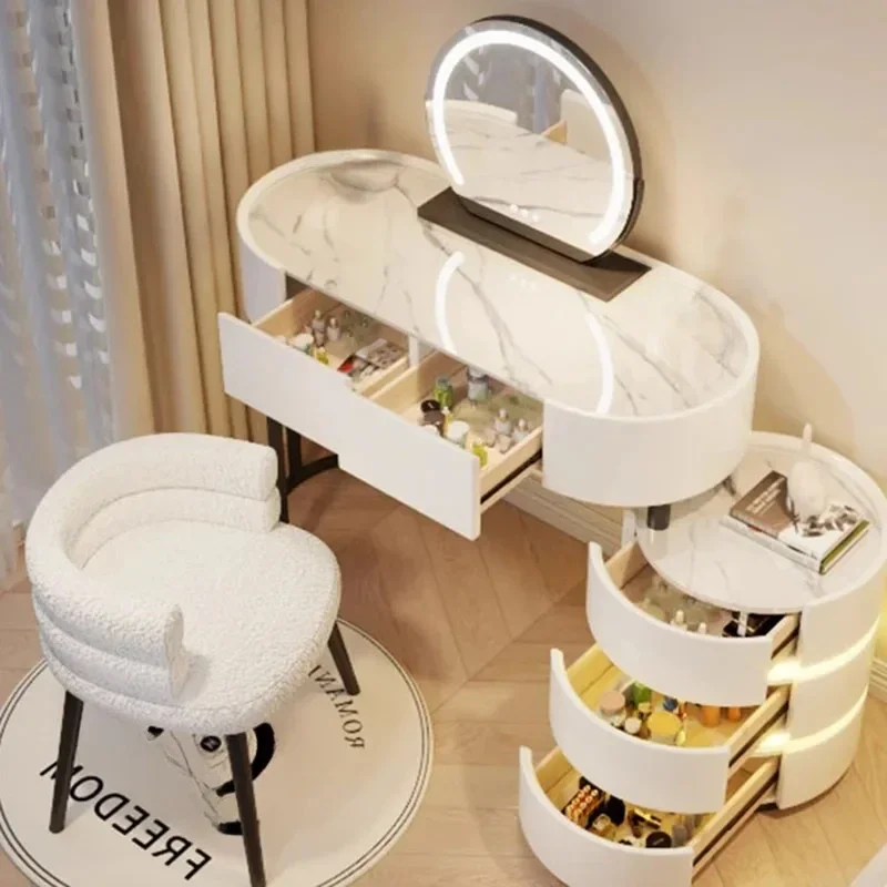 Скандинавский эстетический туалетный столик Белый светодиодный дизайн кавайный