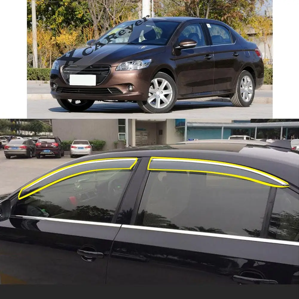 

Car Body Styling Sticker Plastic Window Glass Wind Visor Rain/Sun Guard Vent Protector For Peugeot 301 2014-2019