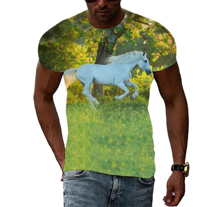 

Horses On The Orairie Summer Harajuku Design Fashion Men T shirt Hot Summer 3D All Over Printed Tee Tops shirts Unisex T shirt