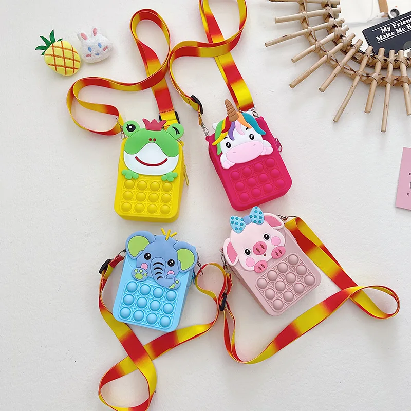

Kawaii Animal Pop It Fidget Toys Bubble Toy Rainbow Coin Purse Wallet Lady Bag Silica Simple Dimple Crossbody Bag for Kid Gift