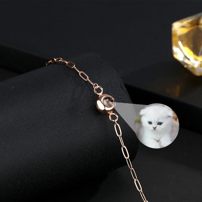 Personalized Photo Projection Bracelets Custom Colourful PictureTitanium Steel Link Chain Bracelets for Men Women Couple Jewelry