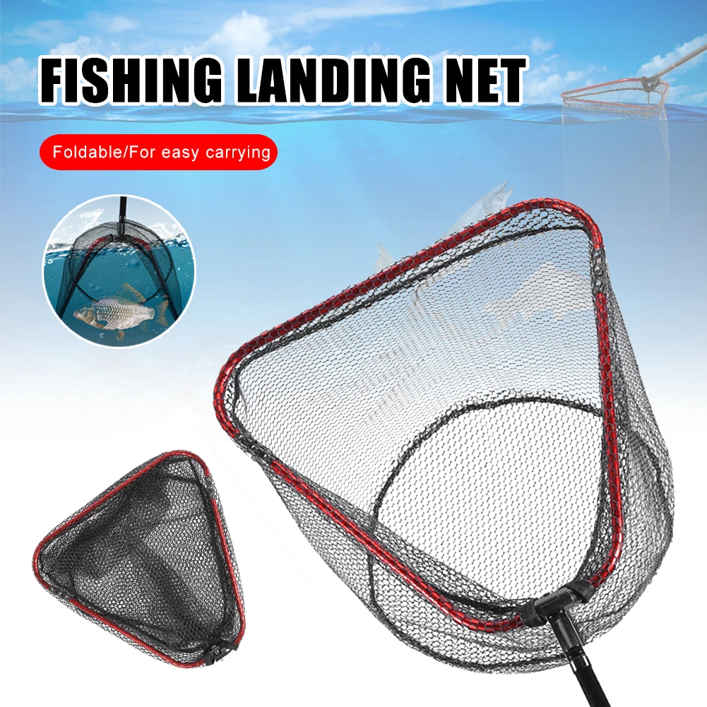 Купи 3Size Collapsible Fishing Nets Pole Triangle Folding Landing Net Aluminum Alloy Casting Foldable Hand Net for Fly Fishing Tackle за 634 рублей в магазине AliExpress