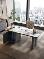 light luxury rock board tea table desk integrated simple home office large board table and chair combination set modern kungfu t