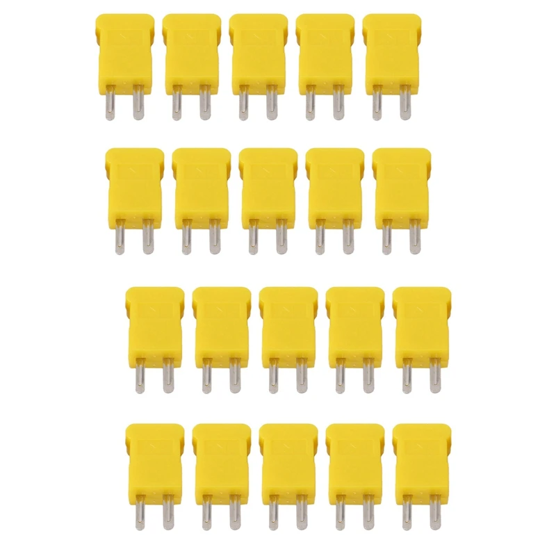 

20 Pcs Yellow Plastic Case Flat Male 2-Pin K Type Thermocouple Wire Connector