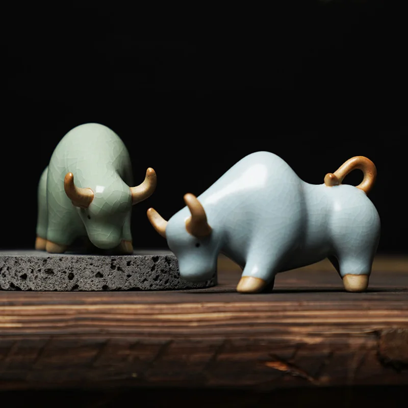 

Chinese Ceramic Cattle Tea Pet Mini Premium Animal Ornaments Kung Fu Tea Pet Creative Kitchen Decoration Tea Utensil Teaware