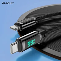 120cm led display cable fast charging 6a pd 100w 66w usb to type c for xiaomi oneplus samsung macbook 2 4a wire cable for iphone