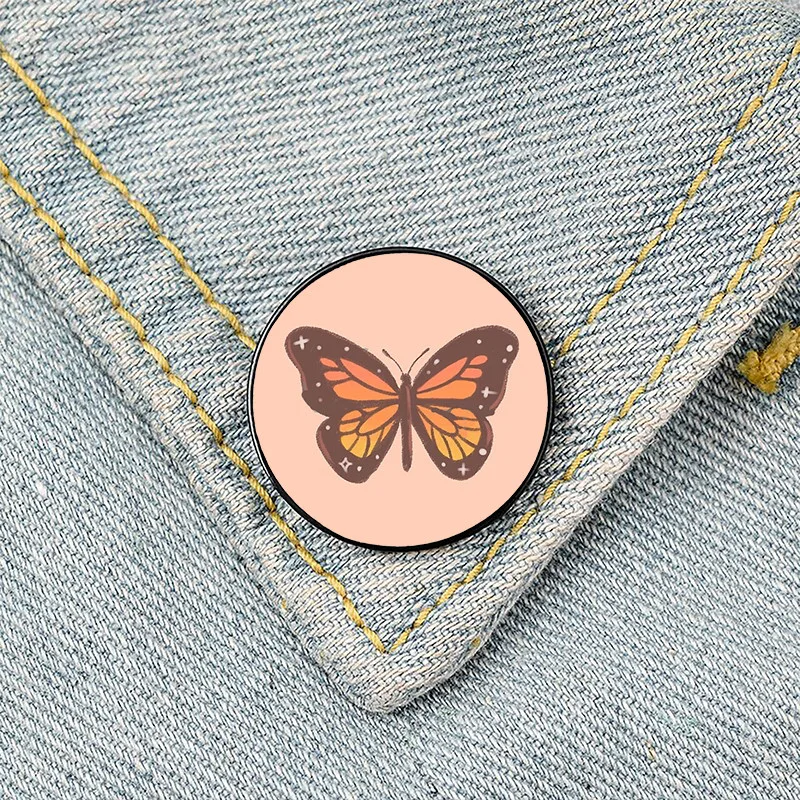 

Orange Monarch Butterfly Pin Custom Funny Brooches Shirt Lapel Bag Cute Badge Cartoon Cute Jewelry Gift for Lover Girl Friends