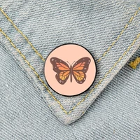 orange monarch butterfly pin custom funny brooches shirt lapel bag cute badge cartoon cute jewelry gift for lover girl friends
