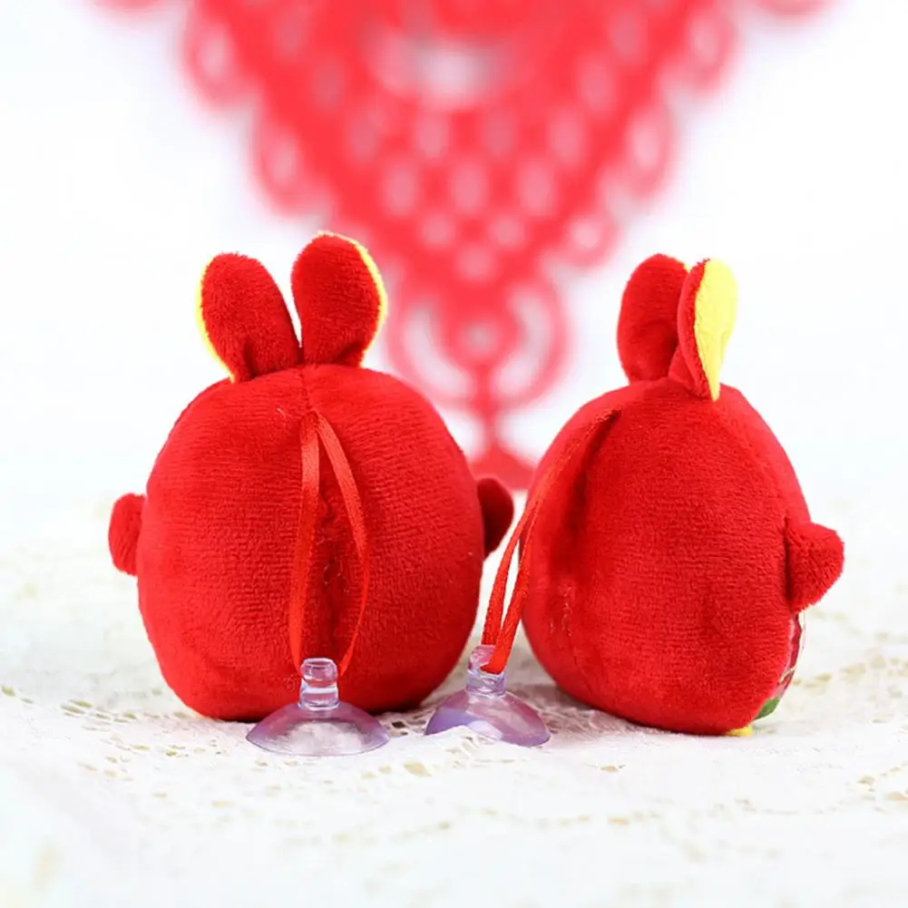 

10cm Bunny Keychain Pendant Fashion Chinese Style with Suction Cup Car Decoration Rabbit Plush Toy Rabbit Zodiac Mascot