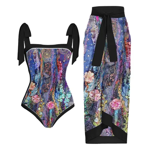 Swimsuit Women Plus Size Bikini Floral Print Cover Up Monokini Bikini 2 Piece Swimsuits Two Piece Tankini Set trajes de baño