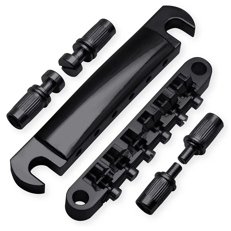 

String Saddle Tune-O-Matic Bridge And Tailpiece With Studs For GB LP Style Electric Guitar (Black)
