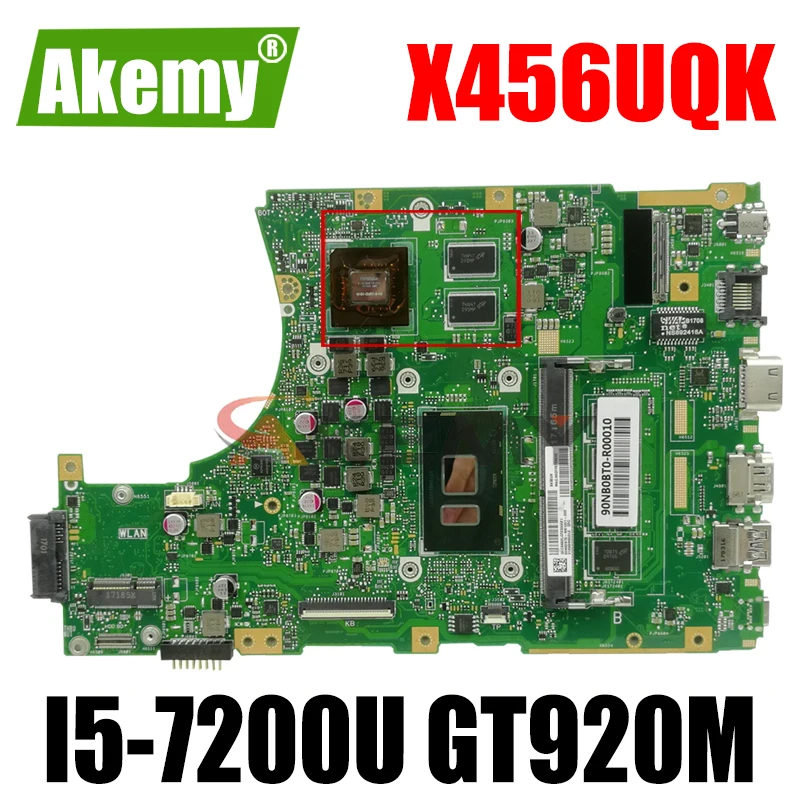 

Akemy X456UQK Laptop motherboard For ASUS X456UVK X456UV X456UQ X456U original mainboard DDR4 4GB-RAM I5-7200U GT920M