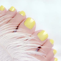 28pcs shiny yellow false toe nails macaron artificial fake toenails for design lady diy foot nail art tips manicure tools