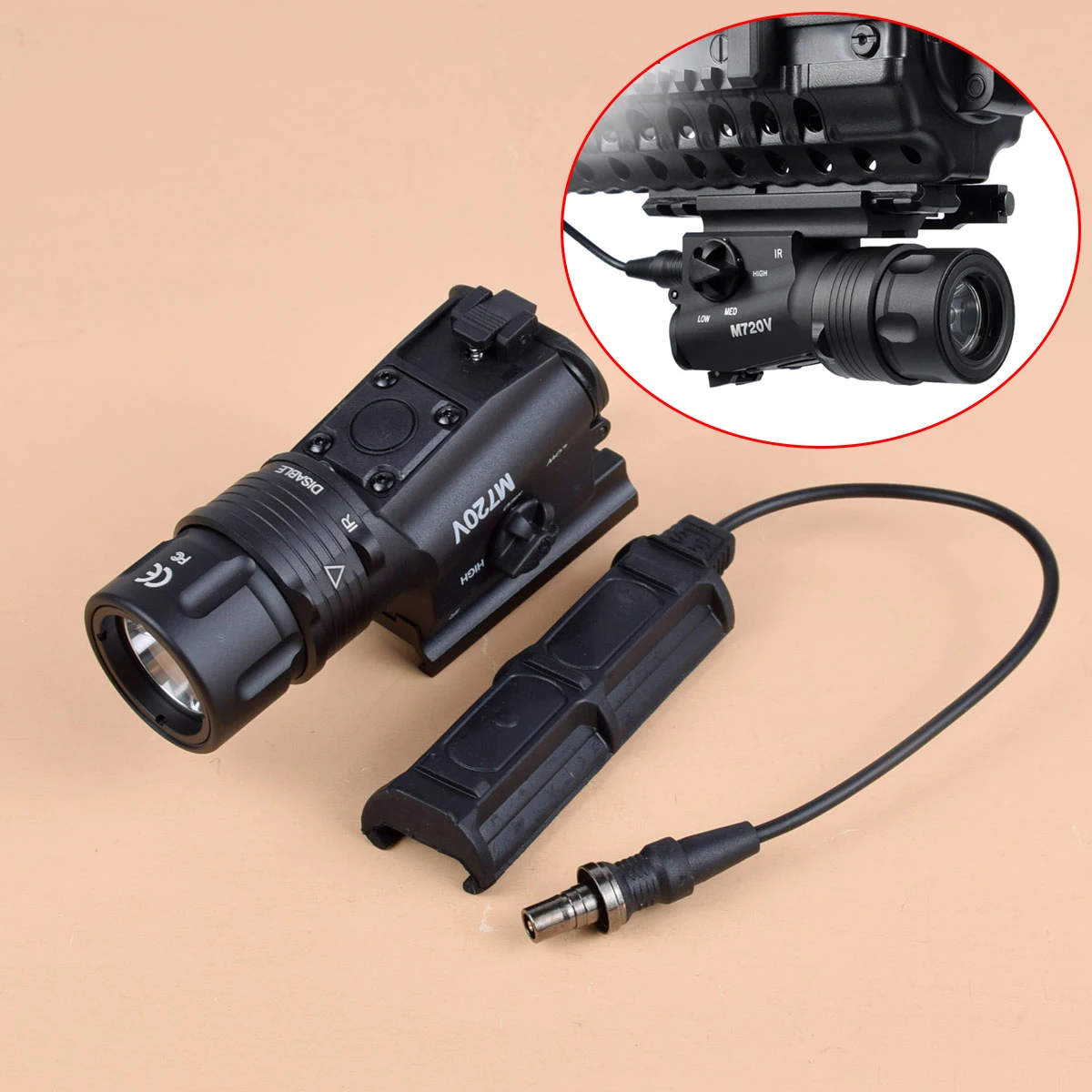Tactical SF M720V Weapon Scout Strobe Light With M93 QD Mount 500 Lumens For Airsoft AR15 M16 Hunting Light Torch
