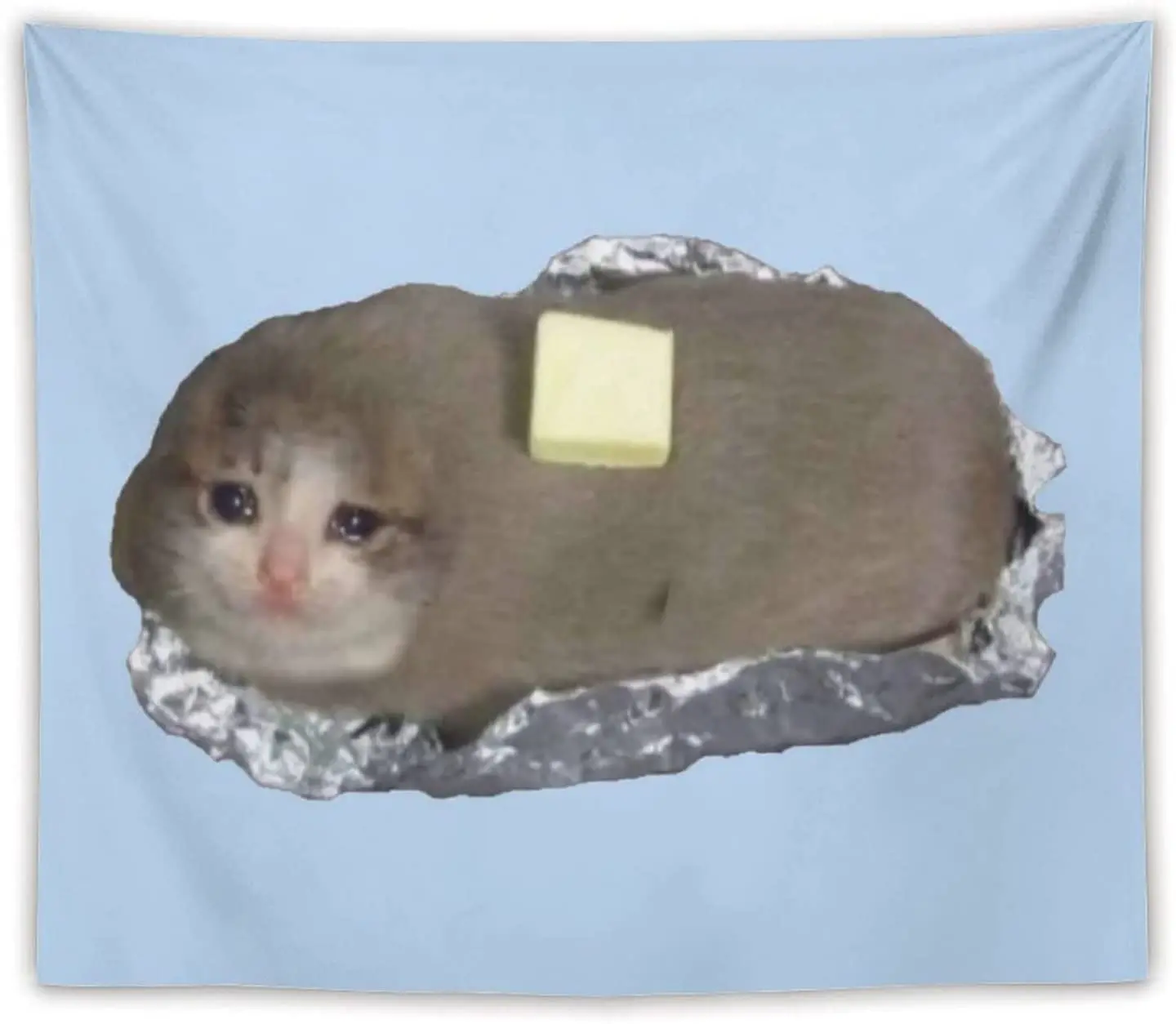 

Cat Meme Tapestry for College Dorm Funny Blue Boutique Wall Hanging Cute Kawaii for Bedroom Teen Girl boy