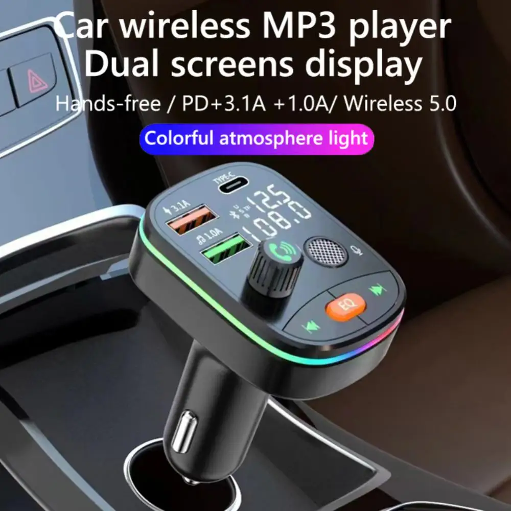 

Автомобильное зарядное устройство для быстрой зарядки, FM-передатчик, Bluetooth 5,0, гарнитура Handsfree, беспроводное автомобильное зарядное устройство с двумя USB-портами, автомобильный радиомодулятор, адаптер MP3
