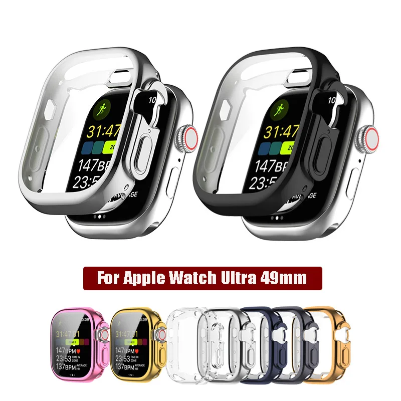 

Soft TPU Electroplated Cover Protective Case Bumper Protector For Apple Watch iWatch Series Ultra 49mm