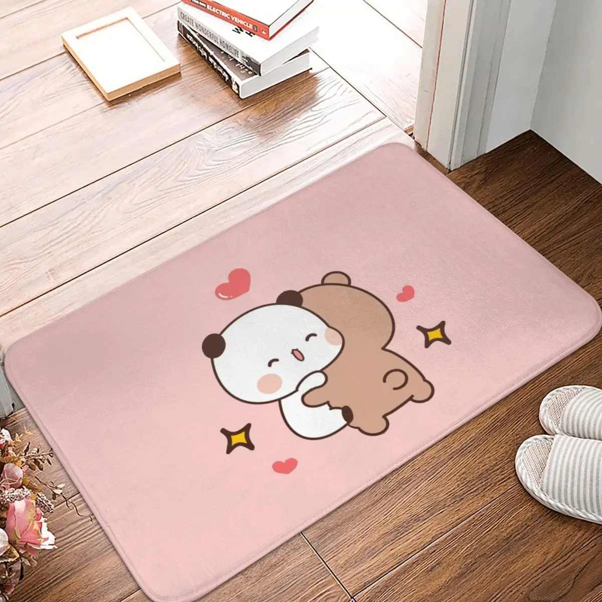 

Panda Bear Hugs Love Bath Door Mat Rug Carpet Decor Entrance Living Room Home Kitchen Bedroom Non-slip Balcony Bathmat Doormat