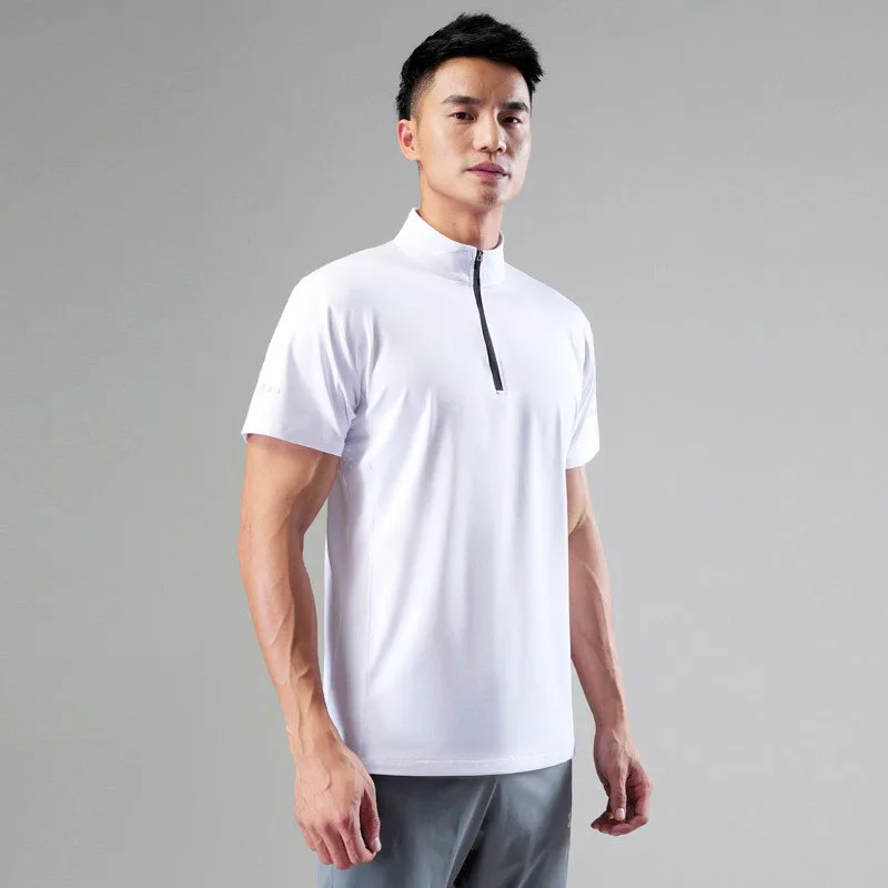 

2022 Men's Stand Collar Ice Silk Short-Sleeved Quick-Drying T-shirt Summer Breathable Fitness T-shirt