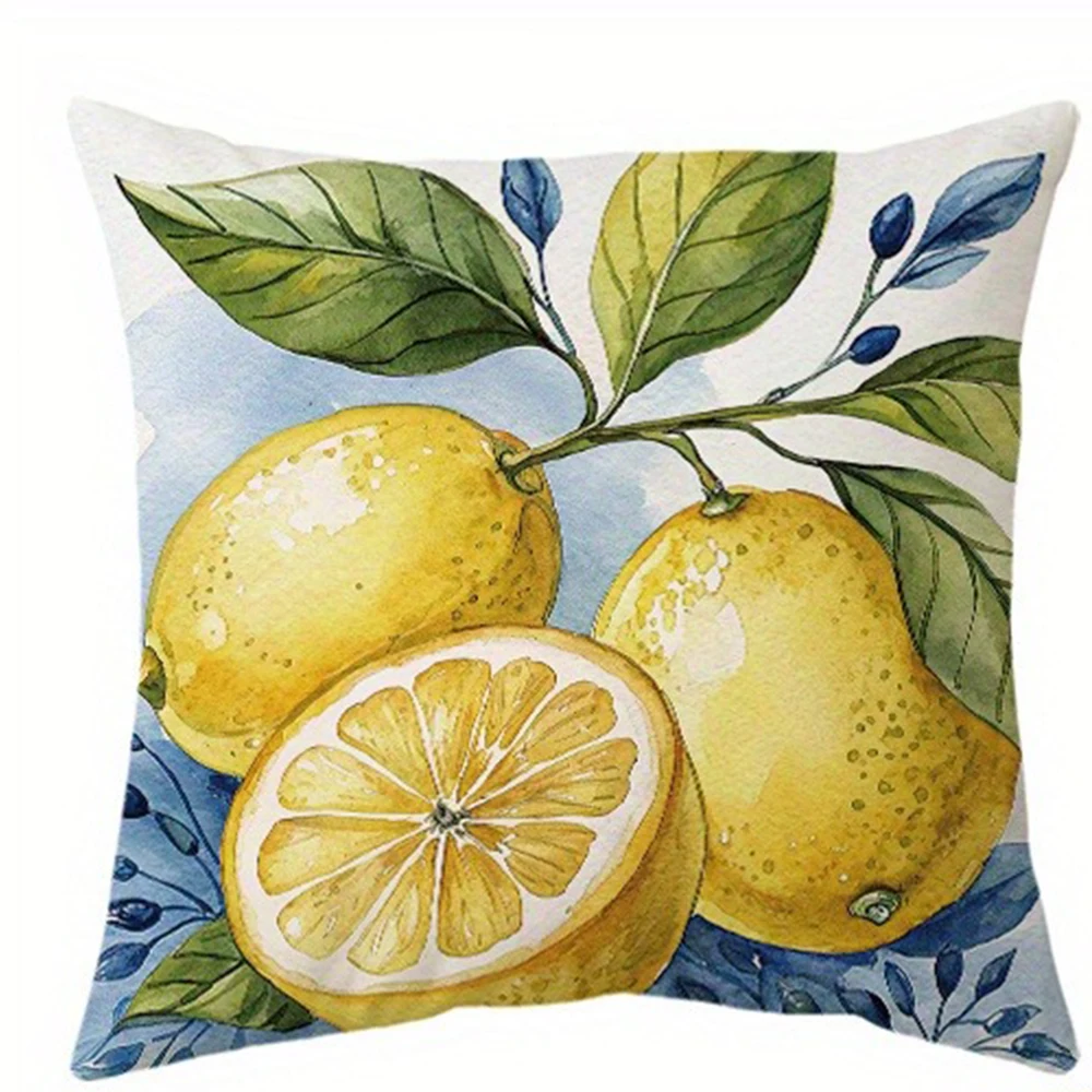 

Синие тонированные наволочки с акварелью и лимоном, чехол для диванной подушки для гостиной, мягкий и удобный, украшение для спальни