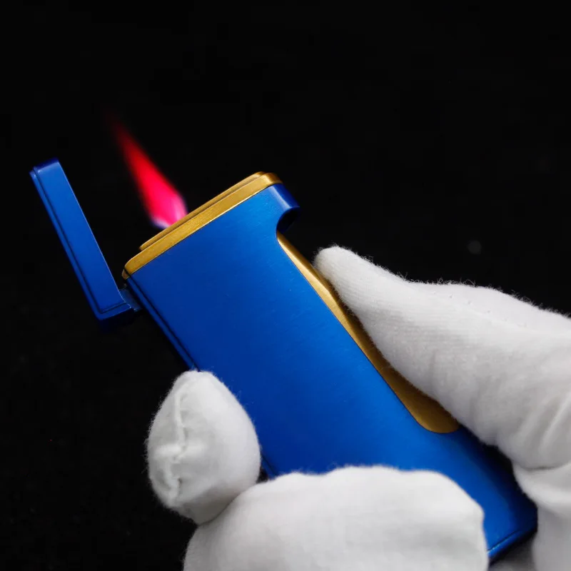 

Металлические зажигалки для сигар, зажигалки с красным пламенем, креативные ветрозащитные заправляемые бутановые газовые ффонарь Рики 10000 ...