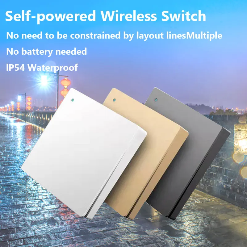 

Self-Pow Wall Light wireless Switch Self-Powered Remote Control No Battery No Wire IP54 Waterproof Indoor Outdoor switc