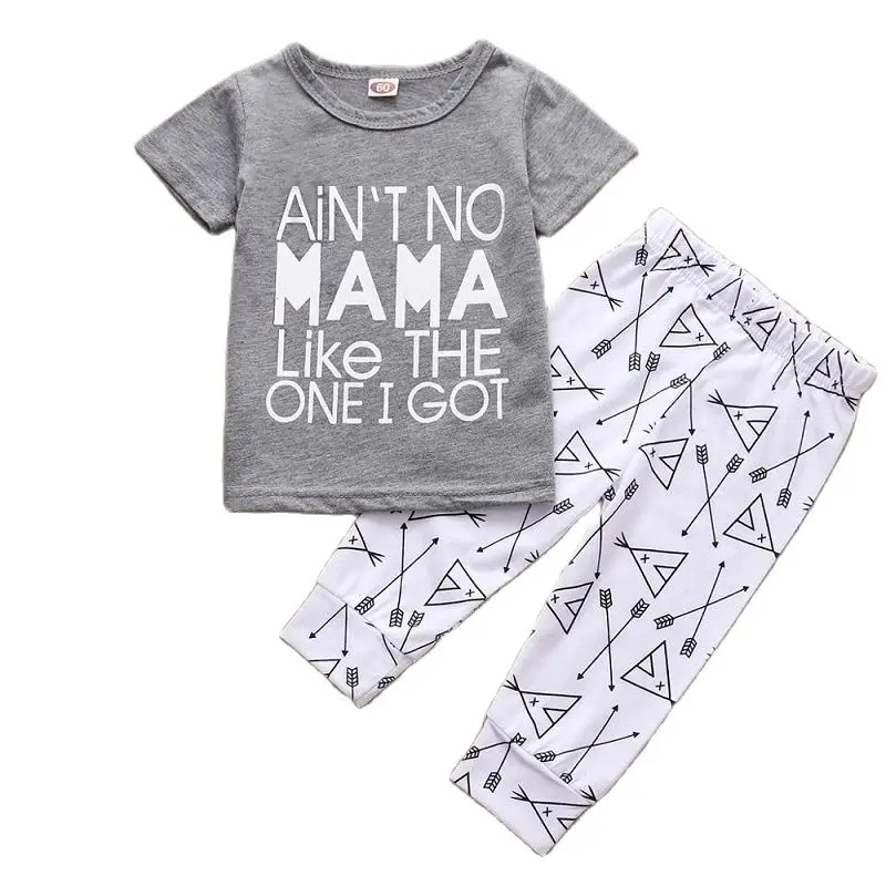 

Newborn Baby Girls Clothing Set Ain't No Mama Like The One I Got T-Shirt+Arrow Pants 2pcs Infant Boys Clothes Summer Outfits