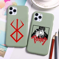 anime berserk guts phone case for iphone 13 12 11 pro max mini xs 8 7 6 6s plus x se 2020 xr candy green silicone cover