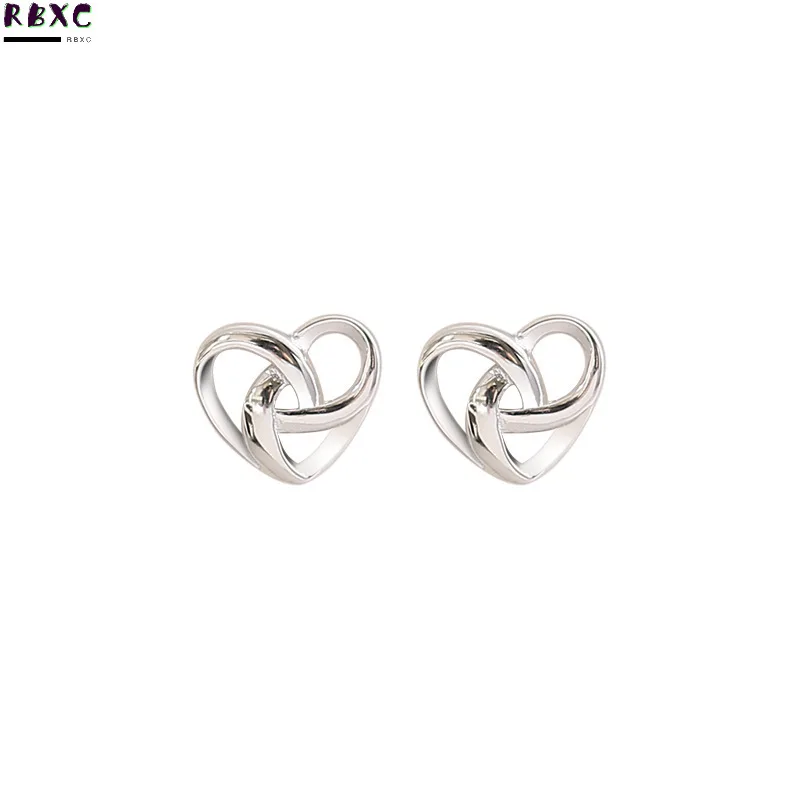 

925 Sterling Heart-shaped Earrings Women's Year New Fashion Earrings Small Ear Hole Earbone Nails Silver Jewelry and Winter