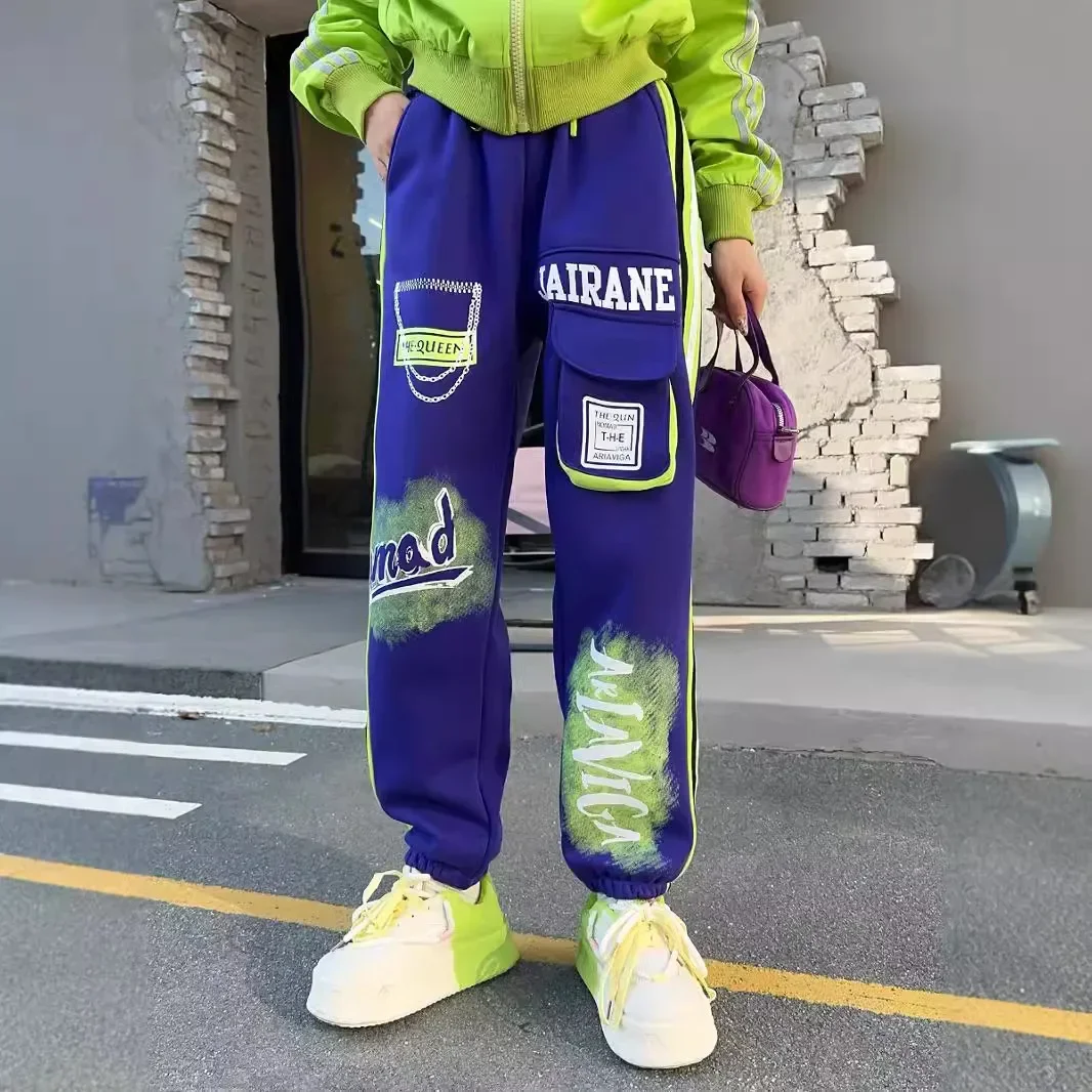 Американские граффити Спортивные Повседневные брюки свободные карго с