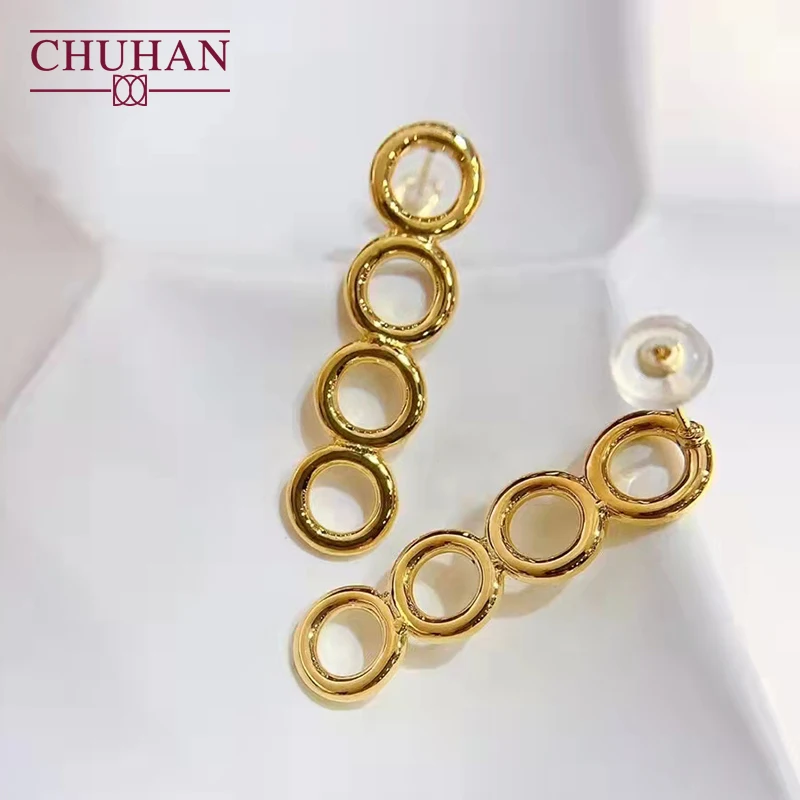 

CHUHAN Real 18k Gold Hoop Earrings Au750 Soild Gold Fashion Simple Style All-Match Gifts For Women Fine Jewelry Certificate