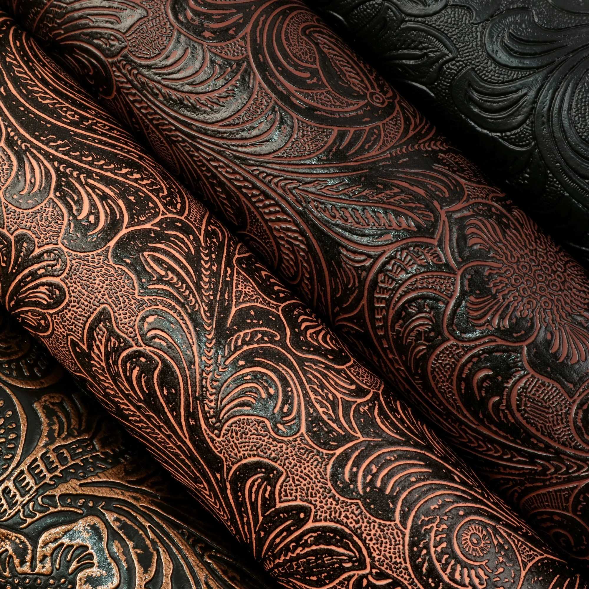 Geometric Patterns Retro Swirls Embossed Faux Leather Sheet Synthetic DIY Making Bows Bag Handmade Craft Vinyl