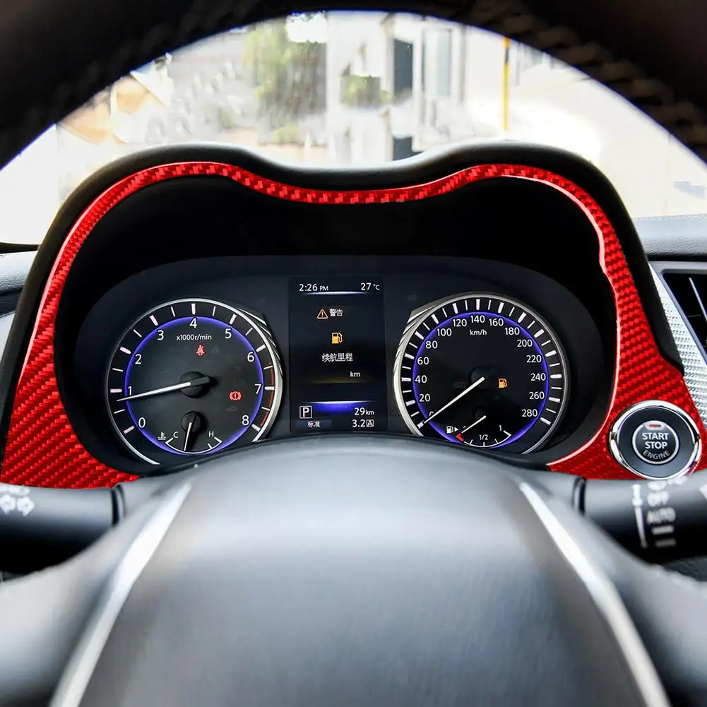 

For Infiniti Q50 2014-2020 Carbon Fiber Car Interior Dashboard Frame Cover Trim Decoration Stickers Easy Installation