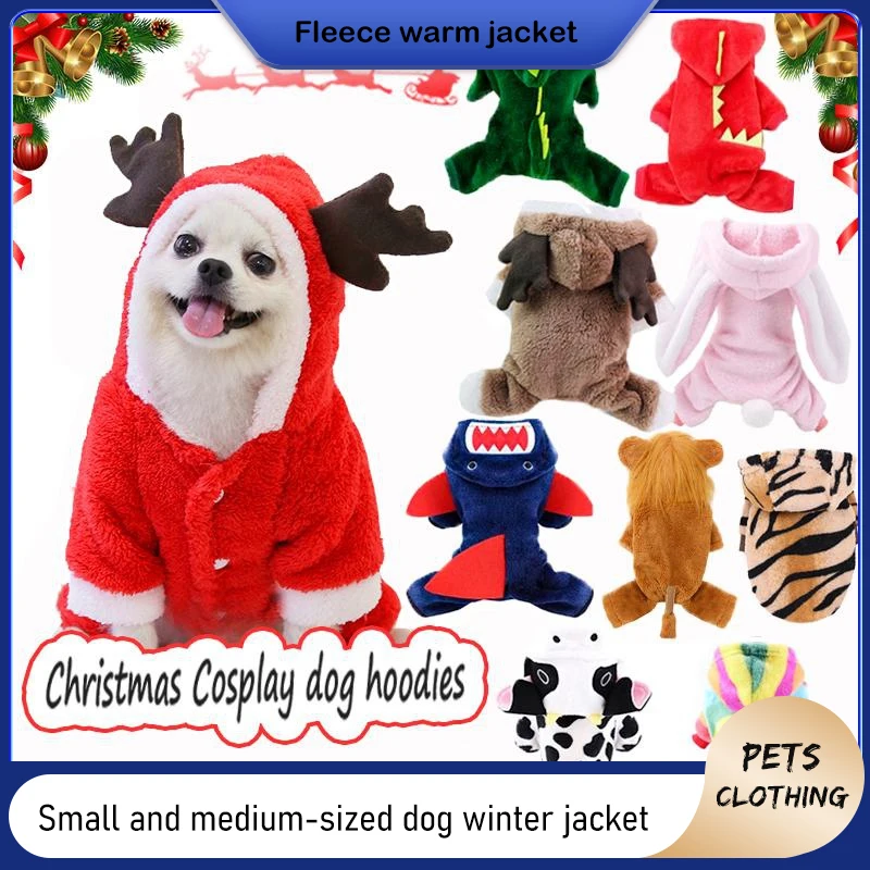 Cartoon Pet Dog Clothes for Small Dogs Coat Jacket Winter Warm Fleece Dog Clothes Sweater Hoodies Clothes XS-XXL