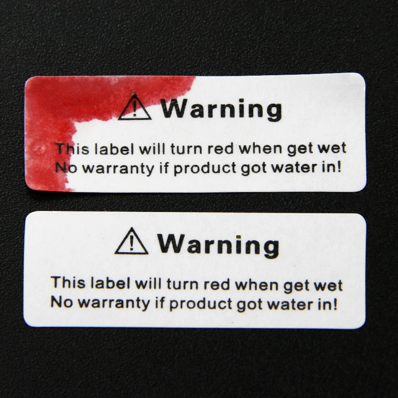 

100/300/600pcs Water Sensitive Sticker Turn Red When Got Wet Warranty Void Security Warning Label for Repair Guanantee 45x15mm