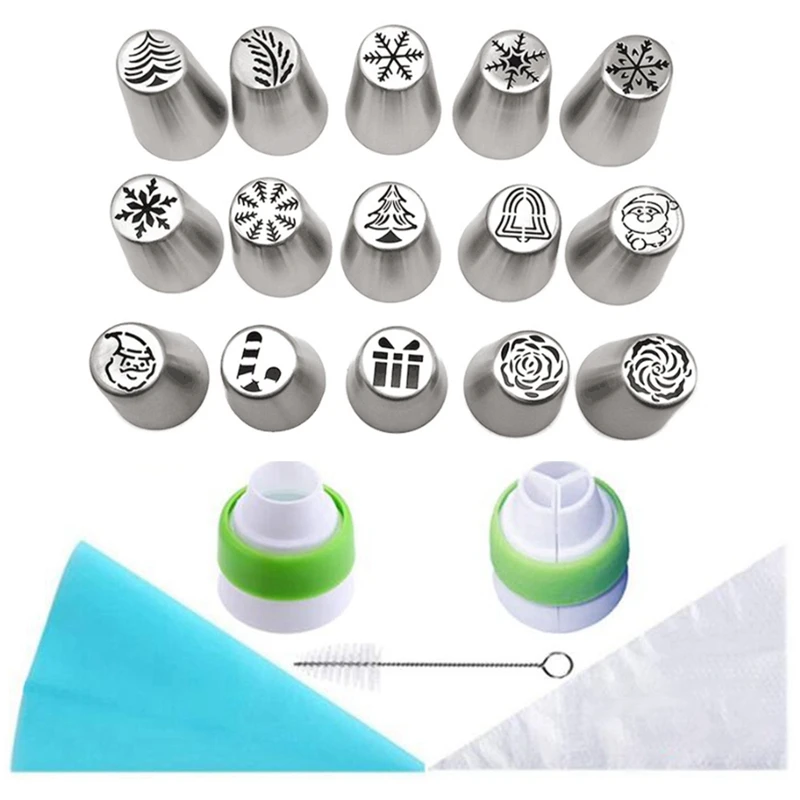 

29Pcs Christmas Flowers Frosted Pointed Piped Pointed Cake Decoration Products Cake Decoration Baking Products