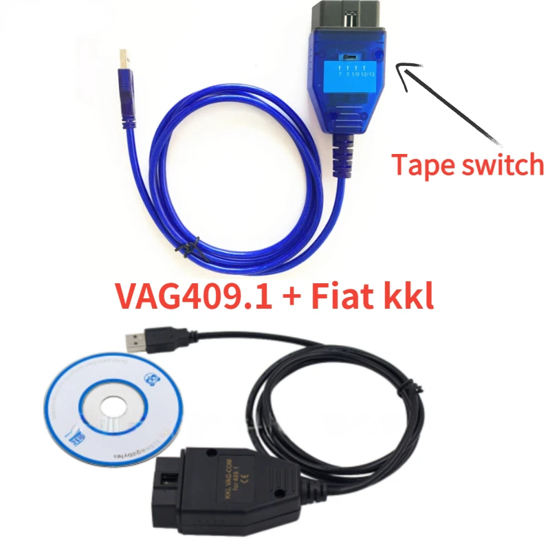 VAG409.1 KKL OBD2 USB Diagostic Tool FTDI FT232RL CH340 VAG-COM FIATECUSCAN VAG KKL 409 переключатель типа магнитной ленты для Volkswagen Audi Fiat