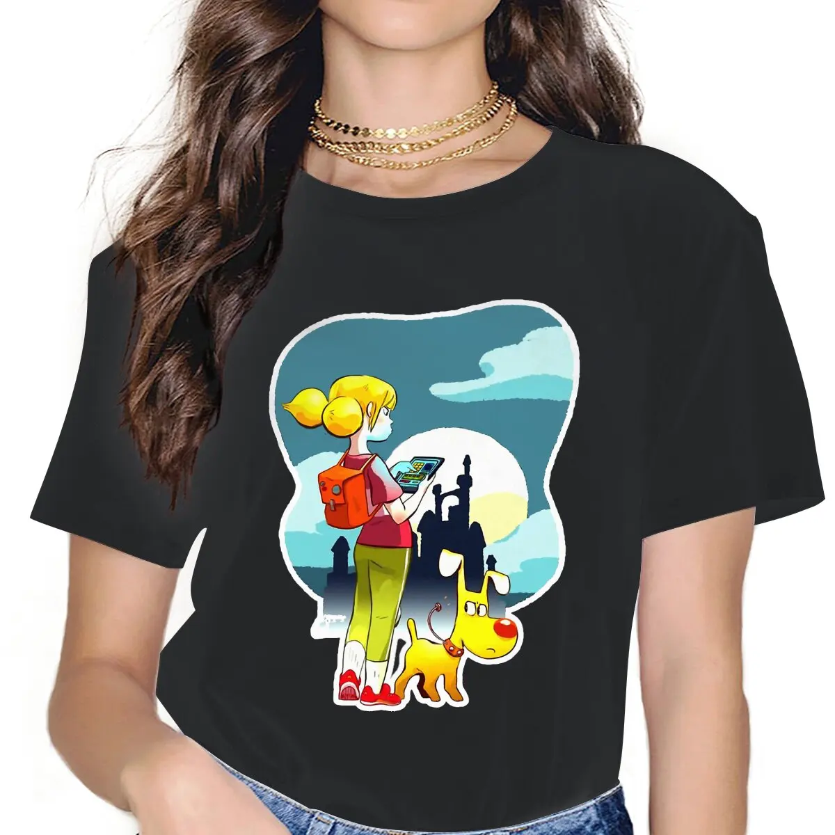 

Little Girl and Dog Gadget Sweet Girls Women T-Shirt Inspector Gadget Scott McCord Jett 5XL Blusas Harajuku Casual Short Sleeve