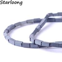 1packlot natural stone matt black color cuboid loose spacer hematite beads for diy jewelry necklace bracelet making