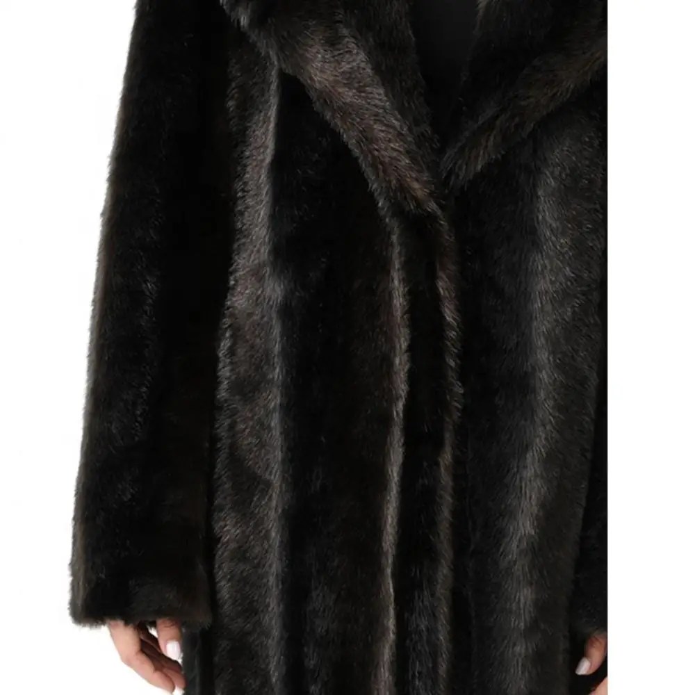 Women Winter Warm Long Single Breasted Coat Luxury Soft Lapel Fur Coat Fashion Leisure Teddy Fuzzy Pure Color Fur Jacket