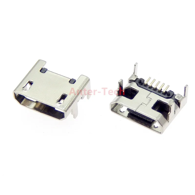 Коннектор Micro USB 20 шт., 5-контактный разъем для сиденья, микро usb, DIP4, с четырьмя ножками, со вставной пластиной, мини-usb-коннектор для планшетов