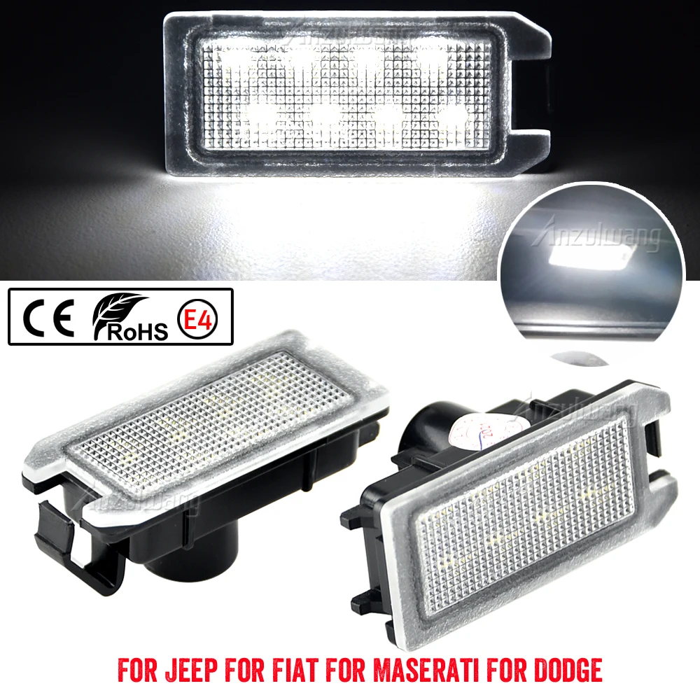 

2 шт. для Jeep Grand Cherokee Compass Patriot Fiat 500 Dodge Viper Maserati Levante светодиодная подсветильник номерного знака Лампа