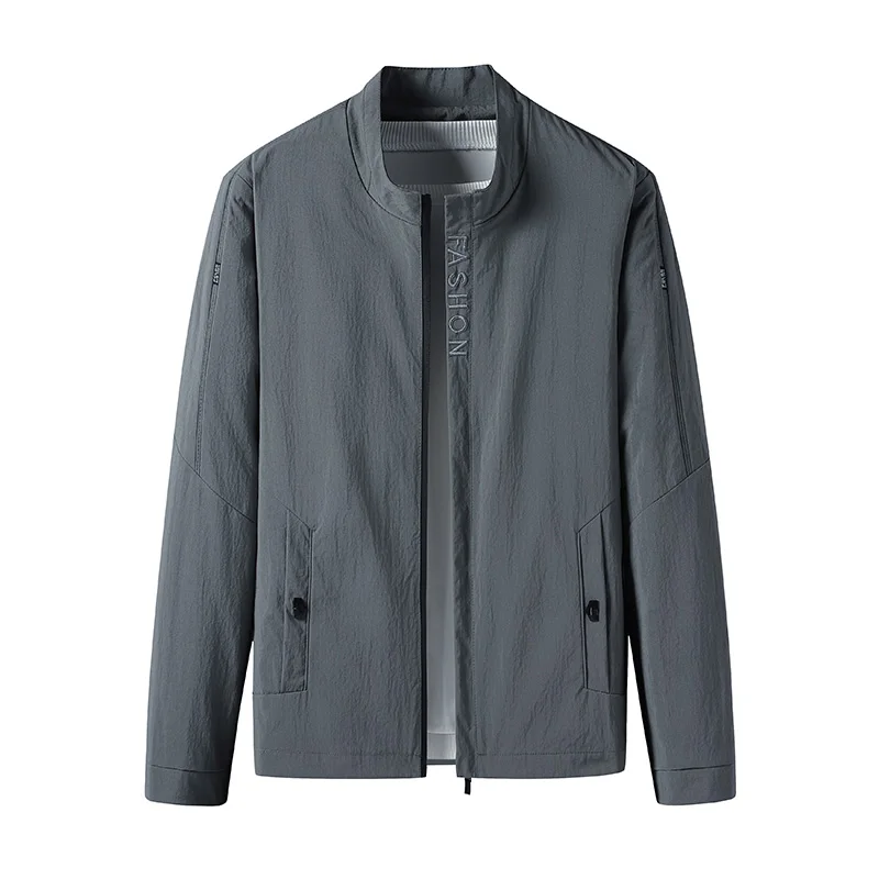 

Куртка мужская свободного кроя с воротником-стойкой, повседневная однотонная простая лаконичная куртка для молодежи, Уличный спорт, тонкий стиль, весна-осень