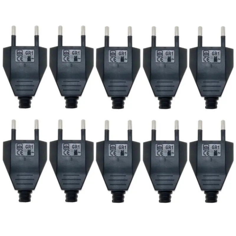 

(10 Lot) EU Rewireable Power Plug AC 100~250V 2.5A Black / White