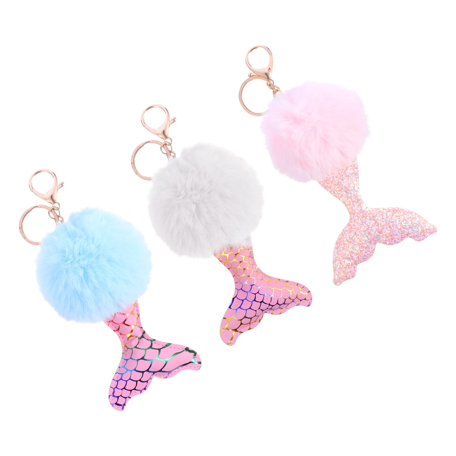 

Keykeychain Plushkeychains Charms Mermaid Pendant Chains Charm Fluffy Furry Chain Christmaspompom Unique Strap Handbag Pompoms