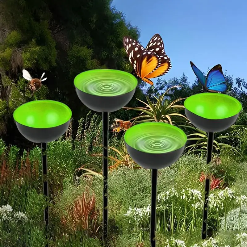 Nowy poidło dla pszczół do ogrodu Podajnik wody z metalowymi palikami Karmniki karmienia na zewnątrz i podlewania Rzeźba ogrodowa