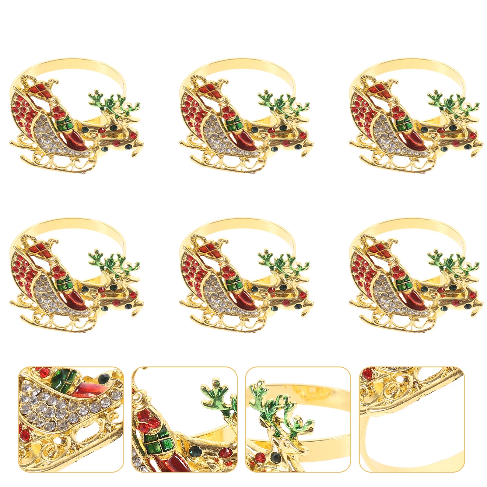 

6 Pcs Set Cute Napkin Holders Elk Buckles Alloy Rings Dining Room Table Decor Holiday Deer Decorate For
